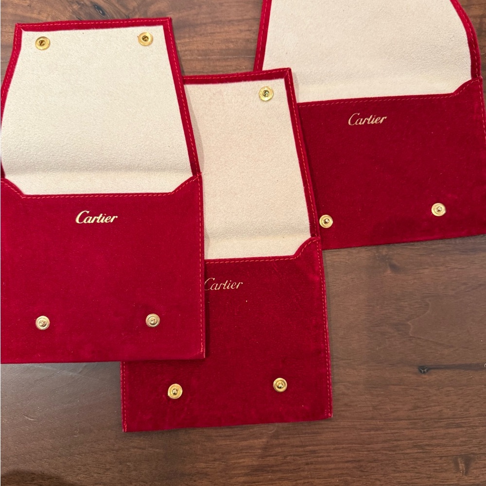 Cartier Red and Gold Velvet Holders